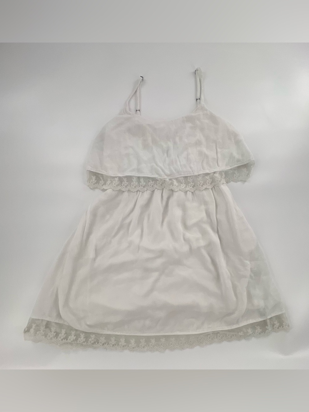 Garage White Lace-Trim Girls' Spaghetti Strap Cami Dress